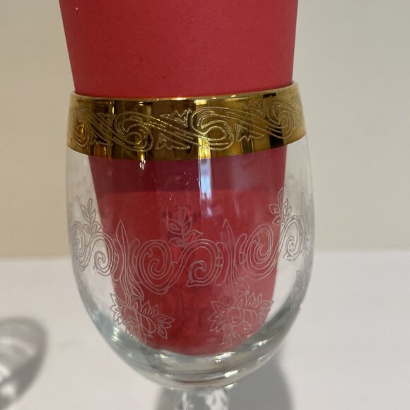 Pasabahce Circle Wine Glasses Gold Rimmed Art of Glass Turkey Set of 5 NWOB - Picture 4 of 11